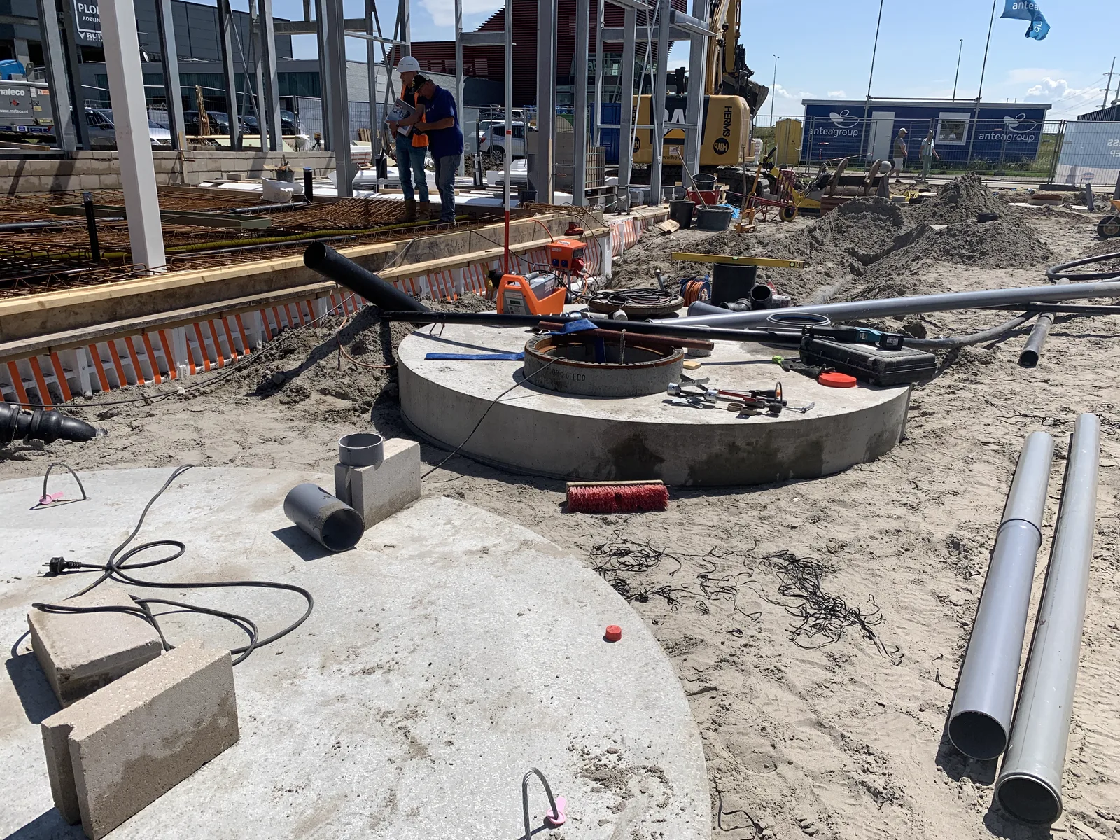Putten-installatie op een bouwplaats