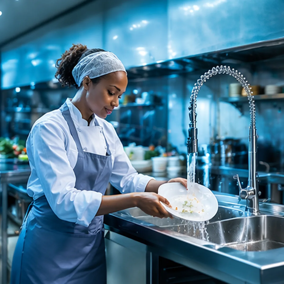 Spoelkeuken met kraan in een horecakeuken, bron van vet voor de vetafscheider of vetvanger